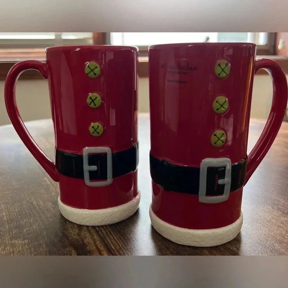 SET: st. nicolas square |  2- tall, Santa suit coffee mugs - Picture 15 of 15